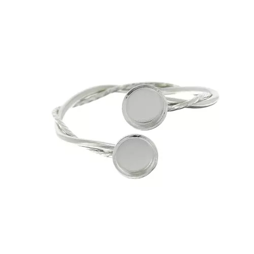 Bague double entrelacée pour cabochon fond plat 4 mm en Argent 925 x1