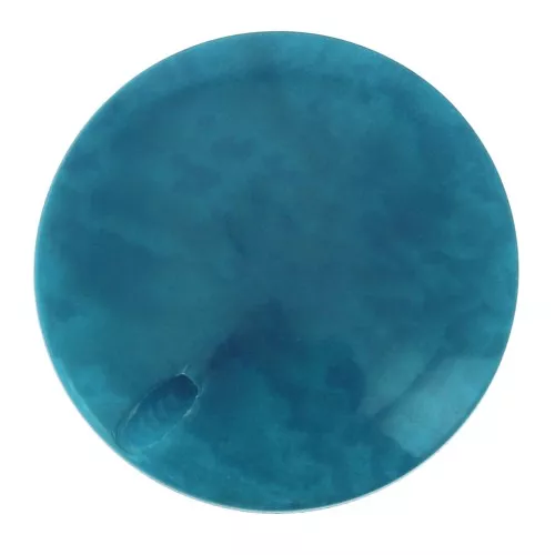 Perle de Tagua ronde aplatie 20 mm - Bleu Turquoise x1