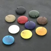 Perle de Tagua ronde aplatie 20 mm - Marron x1