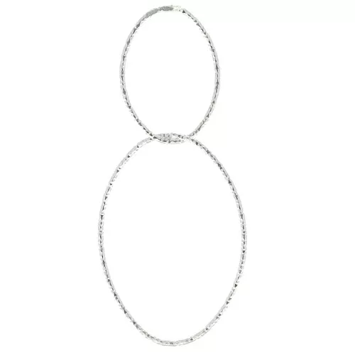 Pendentif ovale diamanté avec anneaux entrelacés 53mm Argent 925 x1