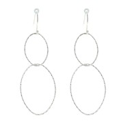 Pendentif ovale diamanté avec anneaux entrelacés 53mm Argent 925 x1