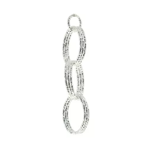 Pendentif ovale diamanté avec anneaux entrelacés 35 mm - Argent 925 x1
