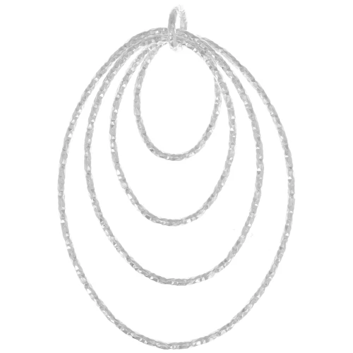 Pendentif ovale diamanté 35.5mm - Argent 925 x1