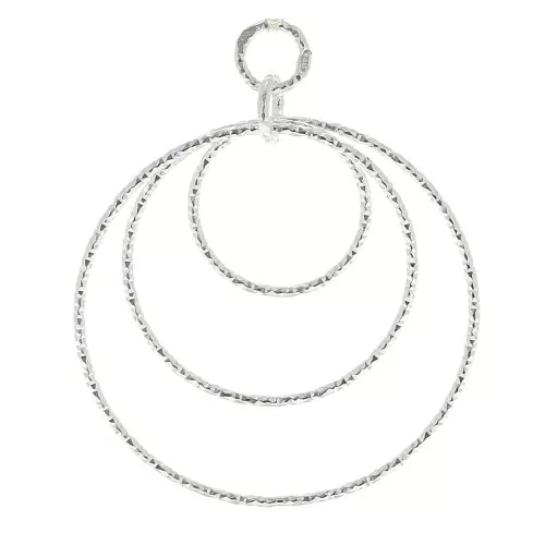 Pendentif rond diamanté 30mm - Argent 925 x1