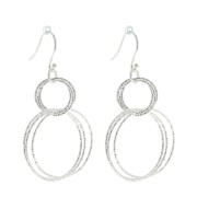 Pendentif rond diamanté avec anneaux entrelacés 38 mm - Argent 925 x1