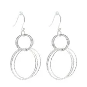 Pendentif rond diamanté avec anneaux entrelacés 38 mm - Argent 925 x1