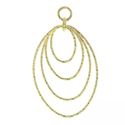 Pendentif ovale diamanté 35.5mm Argent 925 Doré à l'or fin x1