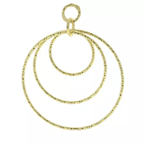 Pendentif rond diamanté 30mm Argent 925 Doré à l'or fin x1