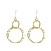 Pendentif rond diamanté avec anneaux entrelacés 38mm Argent 925 Doré à l'or fin x1