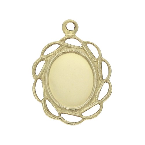 Pendentif fin ovale 16.5x12mm pour cabochon 8x6mm Gold filled (or laminé)  x1