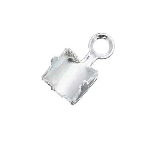 Embout pour chaîne strass 3 mm - Placage argent fin x1