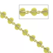 Chaîne maille fantaisie 3 mm avec perles en résine époxy - Jaune - Doré x50cm