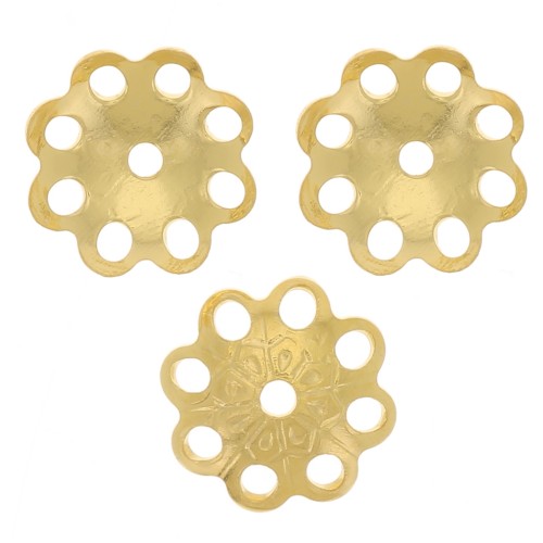 Coupelles filigranées - fleurs - 6 mm en Argent 925 Doré à l'or fin x10