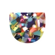 Pendentif demi-lune en acétate 29x34 mm - Ecaille de tortue Multicolore x1|raw }}