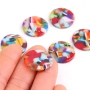 Intercalaire rond en acétate 20 mm Ecaille de tortue - Multicolore x1