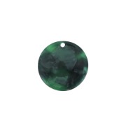 Sequin rond en acétate de cellulose 18.5 mm Ecaille de tortue - Vert foncé - Noir x1|raw }}