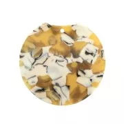 Pendentif rond découpé 35x36.5 mm Ecaille de tortue Ocre - Blanc x1