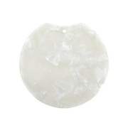Pendentif rond découpé 35x36.5 mm Ecaille de tortue Blanc nacré x1|raw }}