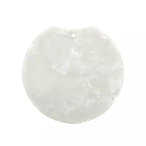 Pendentif rond découpé 35x36.5 mm Ecaille de tortue Blanc nacré x1