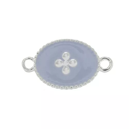 Intercalaire ovale - croix résine époxy 15x8.5mm Placage argent fin - Mauve clair