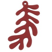 Pendentif corail recouvert de caoutchouc effet gomme 32x16 mm - Rouge x1