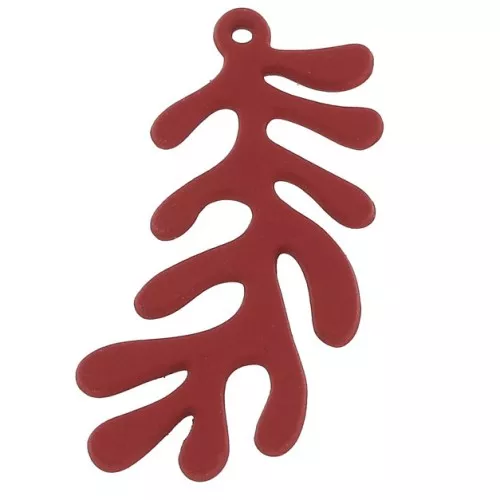Pendentif corail recouvert de caoutchouc effet gomme 32x16 mm - Rouge x1