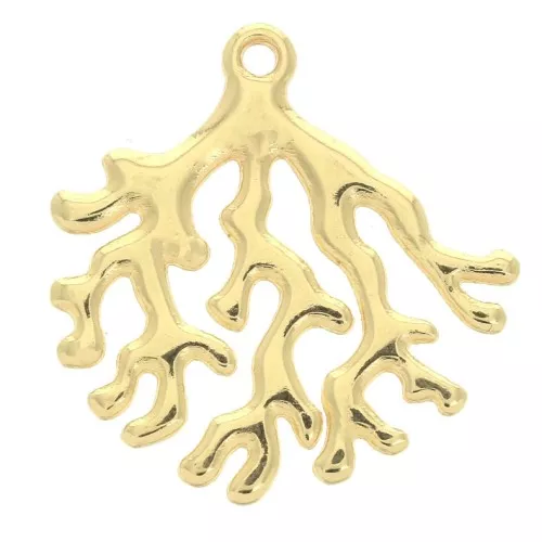 Pendentif corail en zamac 30x29 mm - Doré à l'or fin x1