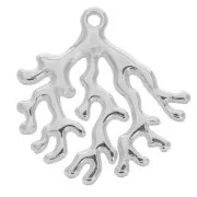 Pendentif corail en zamac 30x29 mm - Placage Argent fin vieilli x1