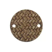 Intercalaire rond en bois teinté effet tressé 20 mm - Marron clair - Naturel x1