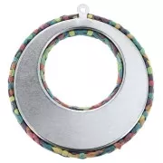Pendentif - boucles d'oreilles - en métal et raphia tressé 43x41 mm Multicolore x1