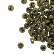 Assortiment de 200 perles plates lettres alphabet 7 mm - Bronze - Noir