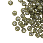 Assortiment de 200 perles plates lettres alphabet 7 mm - Bronze - Blanc