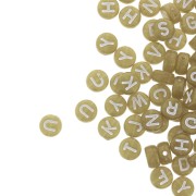 Assortiment de 200 perles plates lettres alphabet 7 mm - Doré - Blanc