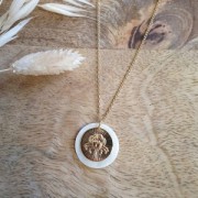 Breloque ronde striée - signe du zodiaque Capricorne 15 mm - Doré à l'or fin x1