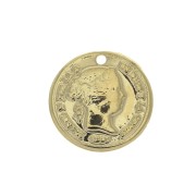 Breloque pièce de monnaie 13 mm - Doré à l'or fin x1|raw }}