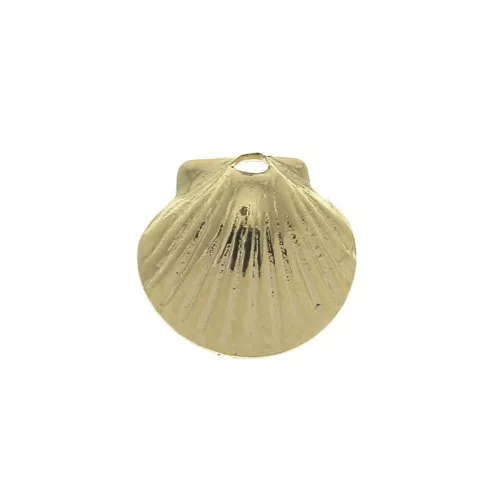 Mini breloque coquillage 7.5x8 mm - Doré à l'or fin x1
