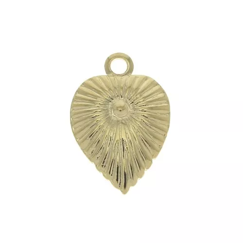 Breloque feuille travaillée 11.5x8 mm - Doré à l'or fin x1