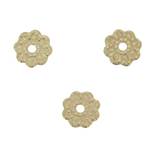 Perles rondelles forme fleur 4.5 mm - Doré à l'or fin x4