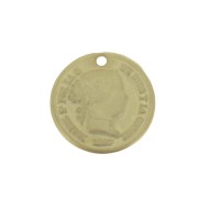 Breloque pièce de monnaie 13 mm - Doré à l'or fin satiné x1|raw }}