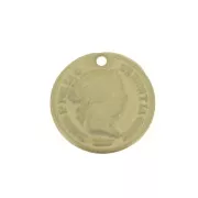 Breloque pièce de monnaie 13 mm - Doré à l'or fin satiné x1