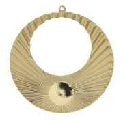 Pendentif créole rond effet plissé 48x45mm pour cabochon 10mm - Doré à l'or fin x1|raw }}