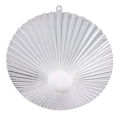Pendentif rond effet plissé 48x45 mm pour cabochon fond plat 10 mm - Placage argent fin x1