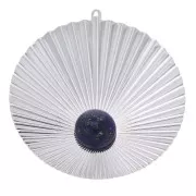Pendentif rond effet plissé 48x45 mm pour cabochon fond plat 10 mm - Placage argent fin x1