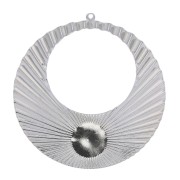 Pendentif créole rond effet plissé 48x45 mm pour cabochon 10 mm - Placage argent fin x1|raw }}