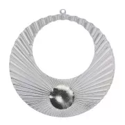 Pendentif créole rond effet plissé 48x45 mm pour cabochon 10 mm - Placage argent fin x1