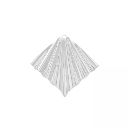 Pendentif losange effet plissé 28x27 mm - Placage argent fin x1