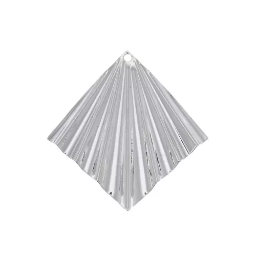 Pendentif losange effet plissé 35x33 mm - Placage argent fin x1