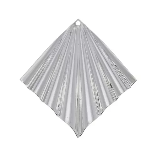 Pendentif losange effet plissé 42x39 mm - Placage argent fin x1