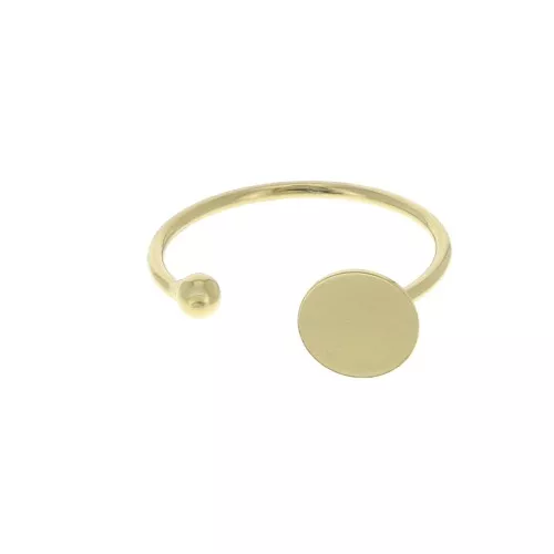 Bague réglable avec plateau pour cabochon plat 8 mm - Doré à l'or fin x1