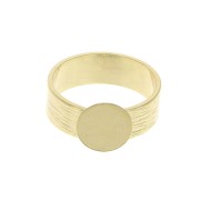 Bague striée réglable avec plateau pour cabochon 10 mm - Doré à l'or fin x1|raw }}